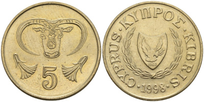 Кипр 5 центов 1998 KM 55.3 никель латунь 4141-1051