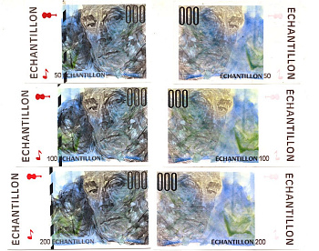 Франция набор из 3 банкнот ND (50, 100, 200) ECHANTILLON, ПРОБА ПЕЧАТИ бумага UNC (ПРЕСС) 7146-63-2-1