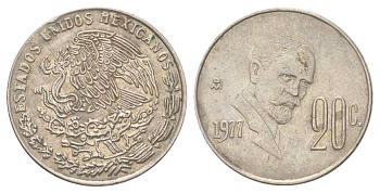 Мексика 20 сентаво 1977 KM 442 медно-никель 4627-1015
