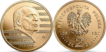 Польша 2 злотых 2013 MW, композитор Витольд Лютославский KM 870 нордик  UNC  M60-07