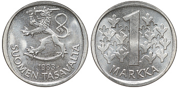 Финляндия 1 марка 1983 K KM 49а медно-никель UNC 259-436