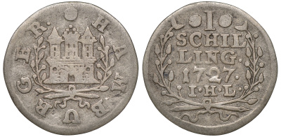 Гамбург 1 шиллинг 1727 IHL KM 354 серебро 1523-814