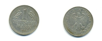 ФРГ 1 МАРКА 1982 J KM 110 медно-никель 54-2347