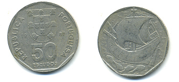 ПОРТУГАЛИЯ 50 ЭСКУДО 1987 KM 636 медно-никель 176-944