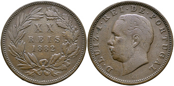 ПОРТУГАЛИЯ 20 РЕЙС 1882 KM 527 бронза 37-633