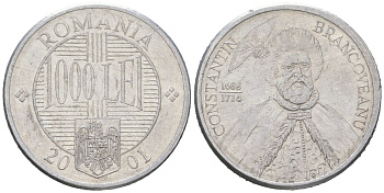 Румыния 1000 леев 2001 Константин Брынковяну (1654-1714) KM 153 алюминий 183-1143