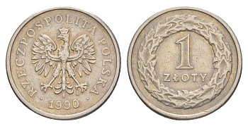 Польша 1 злотый 1990 Y 282 медно-никель 4626-451