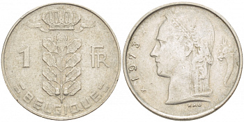БЕЛЬГИЯ 1 ФРАНК 1973 BELGIQUE KM 142.1 медно-никель 4539-845