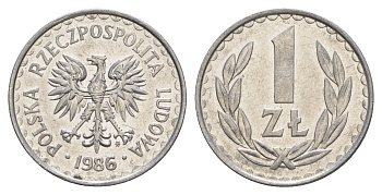 Польша 1 злотый 1986 Y 49.2 алюминий UNC 4646-1031