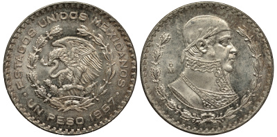 Мексика 1 песо 1967 Хосе Мария Морелос KM 459 серебро 79-823