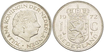 Нидерланды 1 гульден 1972 Юлиана (1948-1980) KM 184a никель 212-1143