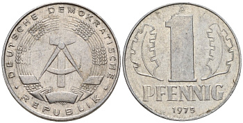 ГДР 1 пфенниг 1975 A KM 8.1 алюминий 4189-518