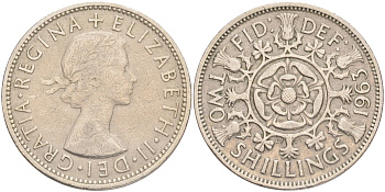 Великобритания 2 шиллинга (флорин) 1963 Елизавета II (1952-2022) KM 906, Spink 4146 медно-никель 189-644