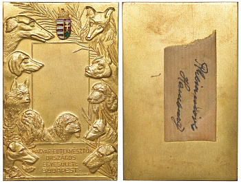 Венгрия плакетка XX век общество охотников, 55*85 мм, 115,1 гр бронза UNC 8-1-07-22