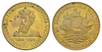 Германия великие мореплаватели в мировой истории - Васко да Гама ND диаметр 30 мм, вес 7,7 гр латунь 4172-154