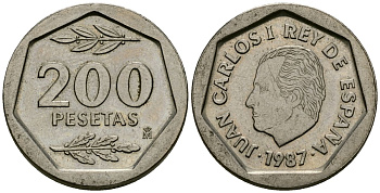 Испания 200 песет 1987 KM 829 медно-никель 4586-1021