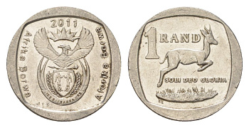 ЮАР 1 ранд 2011 KM 504 медь плакированная никелем 4627-554