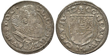 Силезия, Мюнстерберг, Олесница грошен (3 крейцера) 1612 Карл II серебро 413-1121