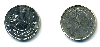 БЕЛЬГИЯ 1 ФРАНК 1989 BELGIQUE KM 170 железо плакированное ниеклем 62-2515