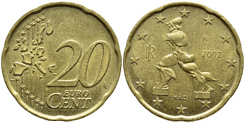 Италия 20 евроцентов 2002 KM 214 нордик 4397-525