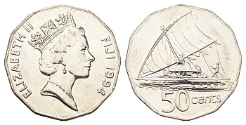 Фиджи 50 центов 1994 KM 54a сталь плакированная никелем 4667-541