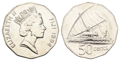 Фиджи 50 центов 1994 KM 54a сталь плакированная никелем 4667-541
