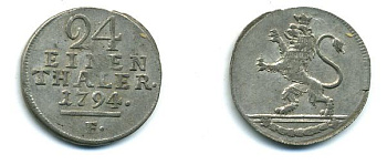 Гессен-Кассель 1/24 талера 1794 KM 529 серебро 00-00
