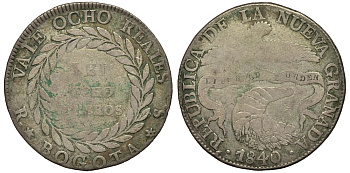 Новая Гранада (Колумбия и Панама) 4 реала 1840  KM 98 серебро 02-203-42