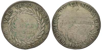 Новая Гранада (Колумбия и Панама) 4 реала 1840  KM 98 серебро 02-203-42