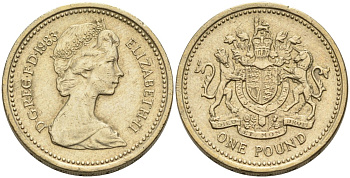 Великобритания 1 фунт 1983 Елизавета II (1952-2022) KM 933, Spink 4221 никель латунь 88-141