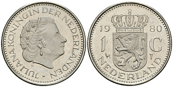 Нидерланды 1 гульден 1980 Юлиана (1948-1980) KM 184a никель UNC 4579-612