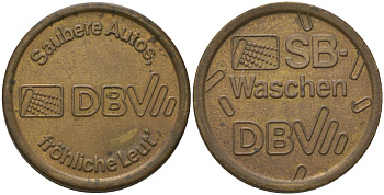 Германия жетон для мойки автомобиля ND SB-Waschen, DBV, диаметр 22 мм, вес 6,16 гр латунь 4571-352