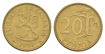 Финляндия 20 пенни 1971 KM 47 алюминиевая бронза 4525-844