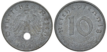 Германия 10 рейхспфеннигов 1944 A KM 101, J. 371 цинк 4132-625