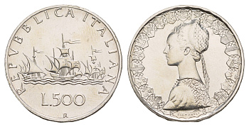 Италия 500 лир 1986 KM 98 серебро BU 413-6334