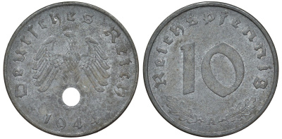 Германия 10 рейхспфеннигов 1944 A KM 101, J. 371 цинк 4132-625