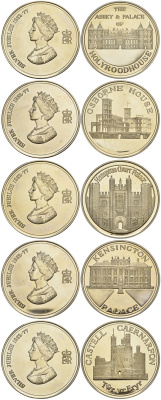 Англия набор из 5 медалей 1977 королевские резиденции медно-никель PROOF 7-4-51