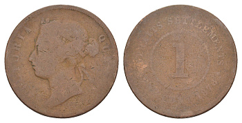 Стрейтс Сетлментс 1 цент 1876 Виктория (1837-1901) KM 9 медь 4642-413