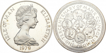 Остров Мэн 1 крона 1979 300 лет чеканке монет на острове Мэн KM 45a серебро PROOF 02-036-41