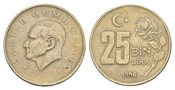 Турция 25000 лир 1996 Мустафа Кемаль Ататюрк KM 1041 медь цинк никель 4648-1222