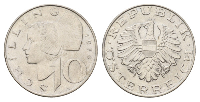 Австрия 10 шиллингов 1974 KM 2918 медно-никель UNC 4671-646