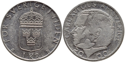 Швеция 1 крона 2000 Карл XVI Густав (1973- ) KM 852а медно-никель 60-616
