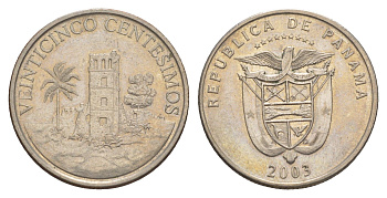 Панама 25 сентесимо 2003 Панама-Вьехо - Башня кафедрального собора KM 135 медь плакированная медно-никелем 4646-254