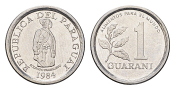 Парагвай 1 гуарани 1984 KM 165 нержавеющая сталь UNC 4668-966