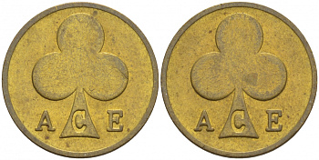 ФИНЛЯНДИЯ ЖЕТОН ИГРОВОЙ ND ДЕТСКИЙ ПАРК ЛИННАНМЯКИ В ХЕЛЬСИНКИ, ТУЗ КРЕСТИ желтый металл 4532-1112