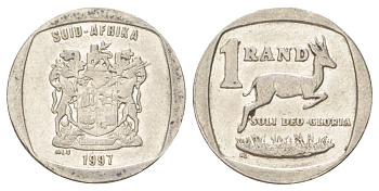 ЮАР 1 ранд 1997 KM 164 медь плакированная никелем 4627-329
