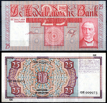 Нидерланды25 гульденов1941Виллем Корнелис МеесPick 50 (2) бумага451-1081-1