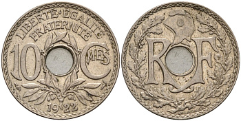 Франция 10 сантимов 1922 KM 866a, LE FRANC 138.3 медно-никель 4143-613