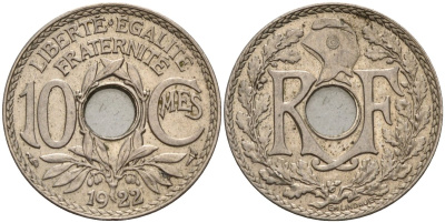 Франция 10 сантимов 1922 KM 866a, LE FRANC 138.3 медно-никель 4143-613