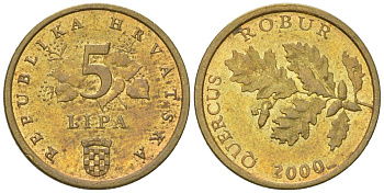 Хорватия 5 лип 2000 четный год KM 15 сталь плакированная латунью    4124-862